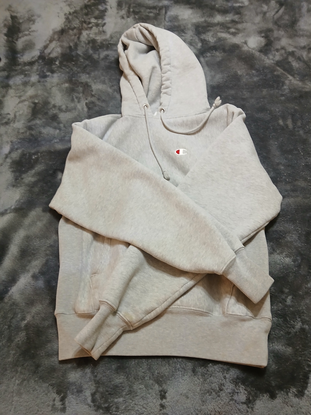 Champion Men's Light Gray Hooded Sweatshirt